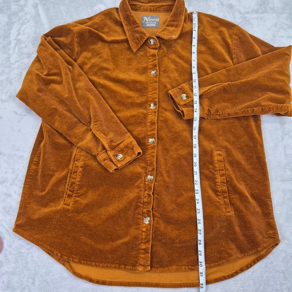 Corduroy Shirt Jacket Rust Orange Women's 1X Plus Barn Chore Gorpcore Country - Picture 8 of 11